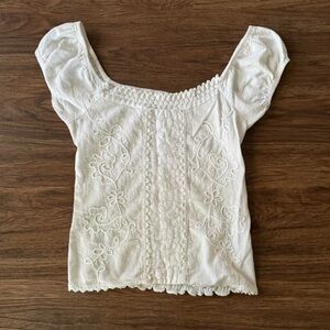 White Embroidered Babydoll top